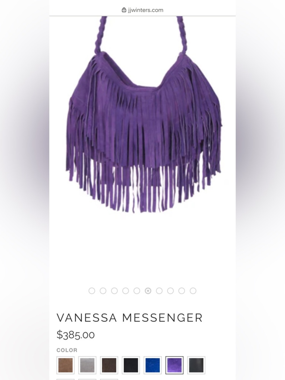 JJ Winters Purple Vanessa Messenger Crossbody Bag with Fringe